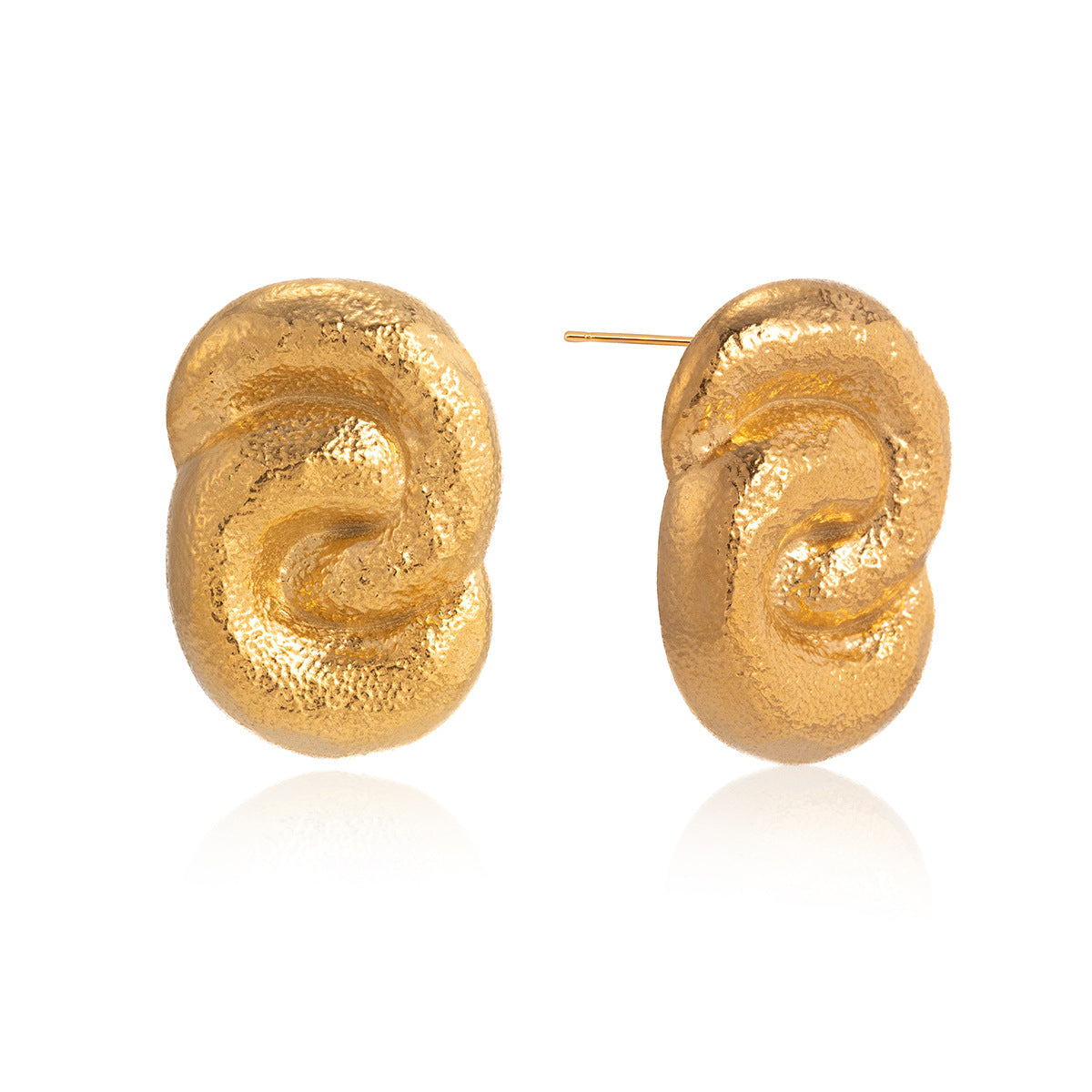 Minimalist Geometric Titanium Steel Stud Earrings with Gravel Texture PVD Finish