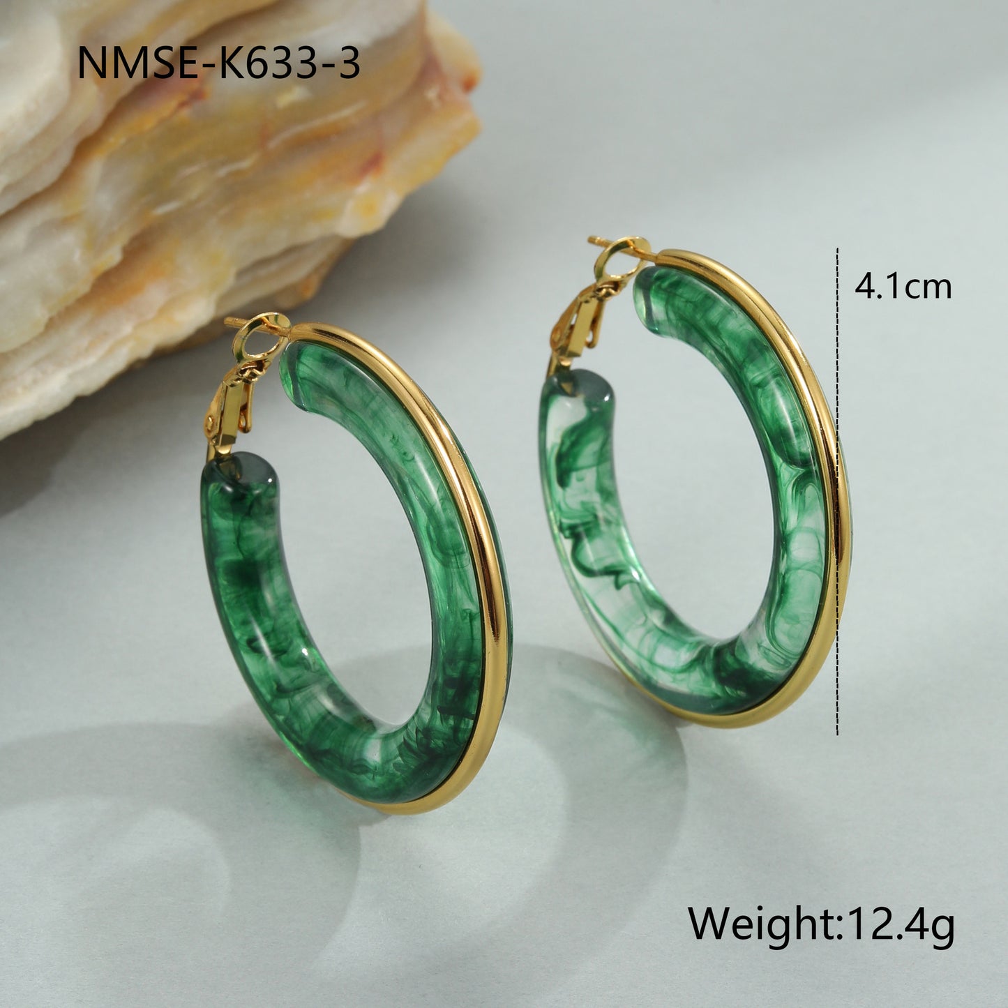 Minimalist Geometric Resin Earrings in Titanium Steel with Plated Finish for Women
