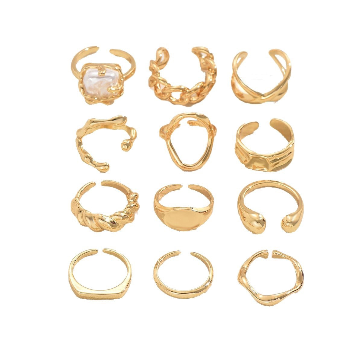 Anello regolabile da donna placcato in lega geometrica