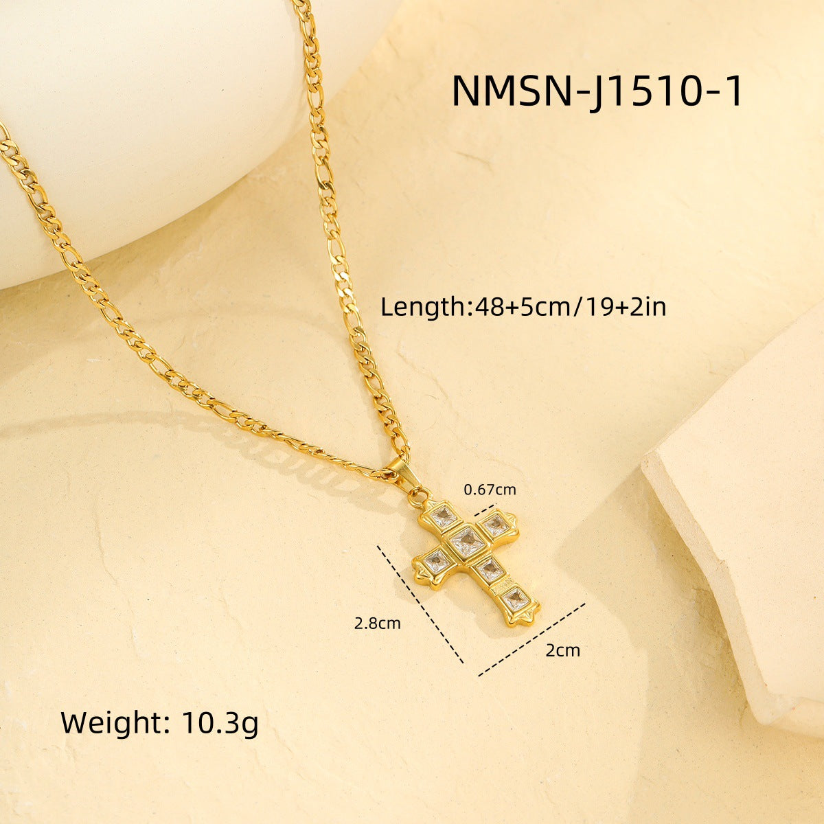 Collana con ciondolo a croce geometrica di moda in acciaio inossidabile placcato oro 18 carati per donna