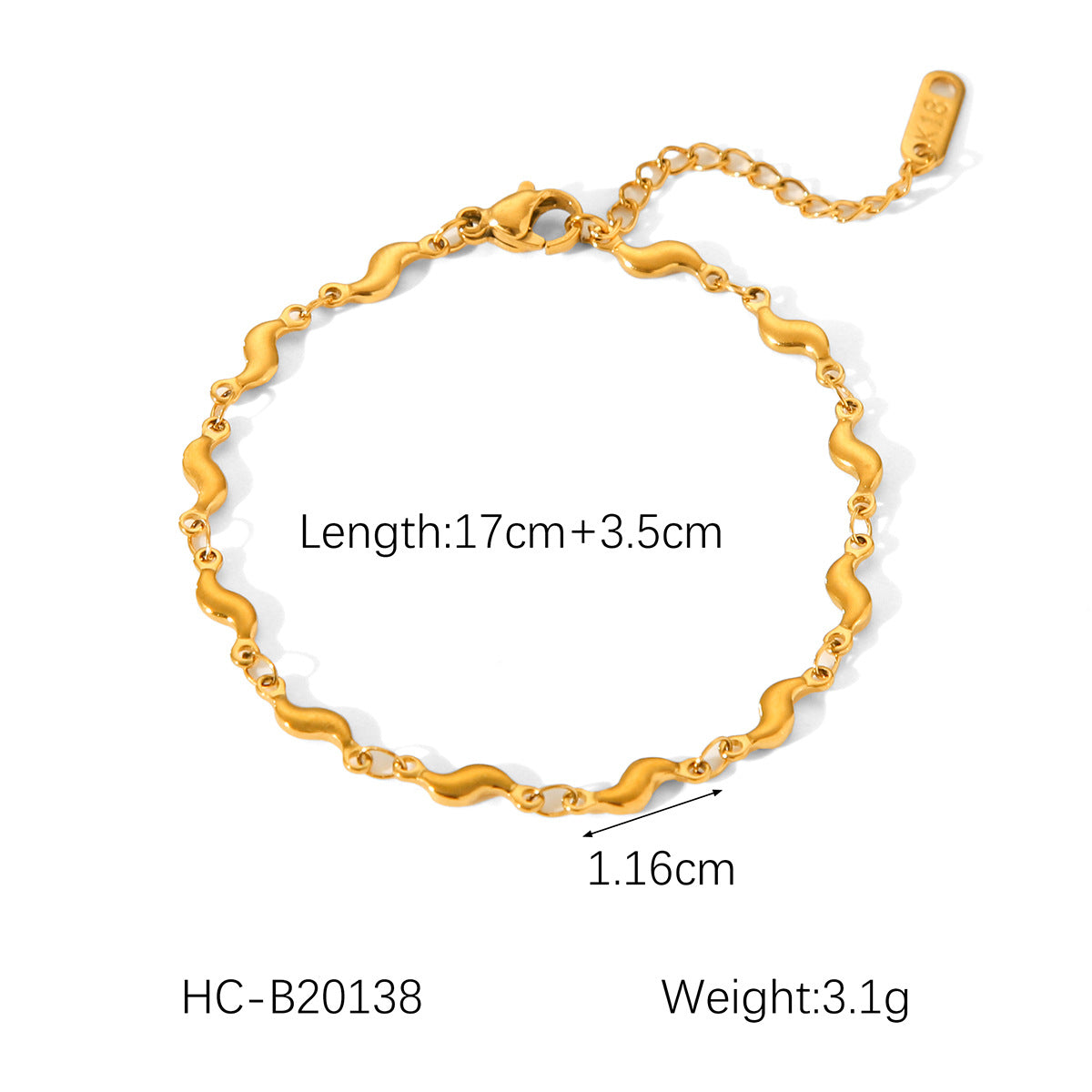 Wavy Geometric Stainless Steel Necklace for Women with Plated Finish and Water Wave Chain Design