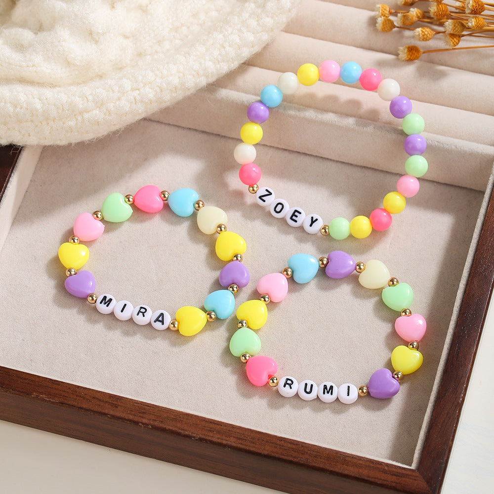 Unique Cartoon Letter Heart Acrylic Bracelet for Women