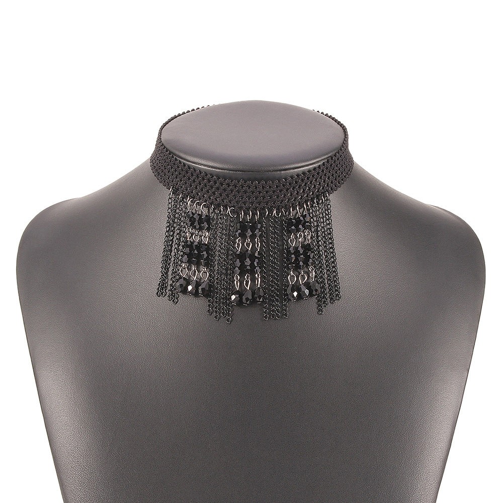 Sweet and Edgy Geometric Lace Choker Necklace for Women with Rhinestone Pumpkin and Skull Accents Halloween Themed