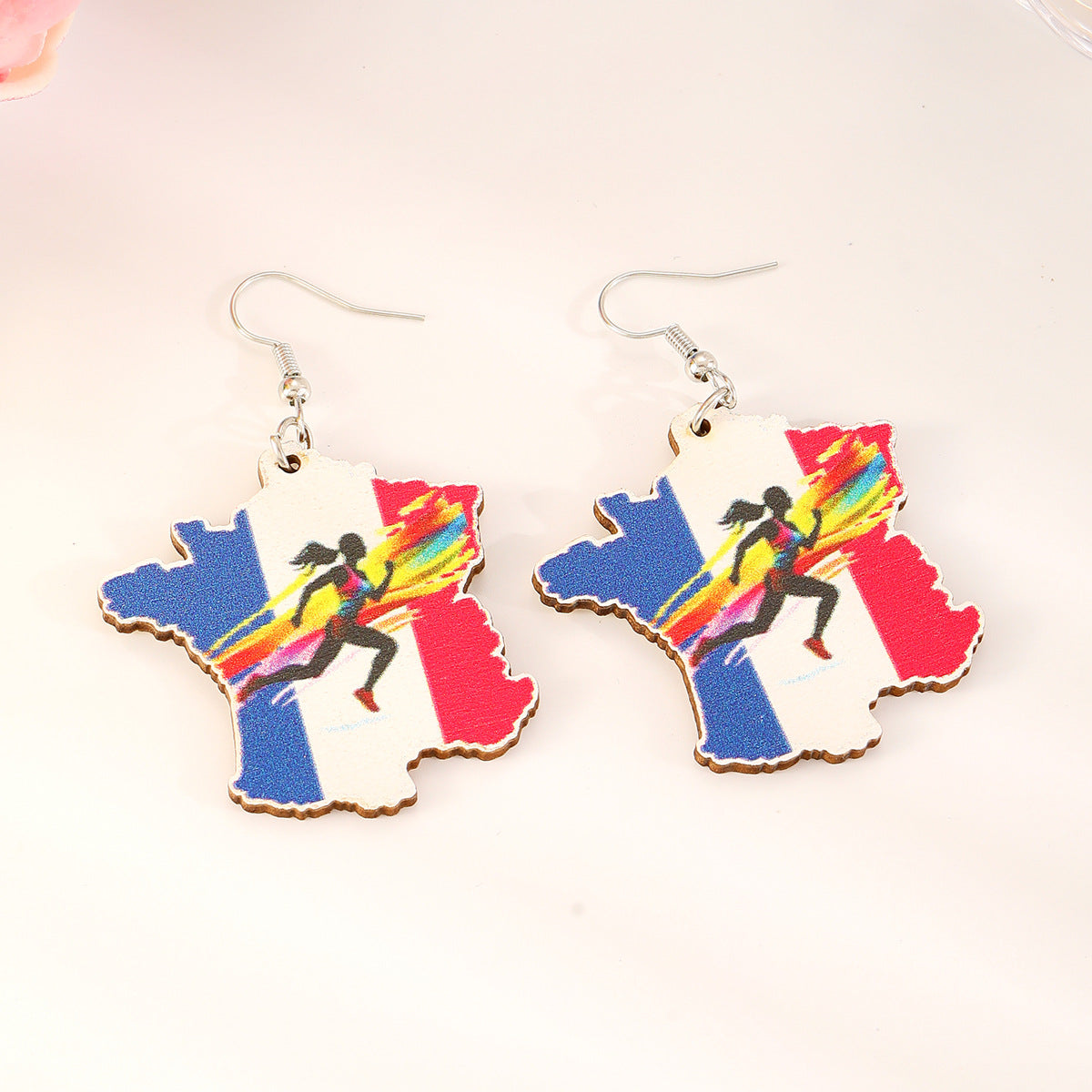 Pendientes de Madera Geométricos Minimalistas Estampados para Mujer