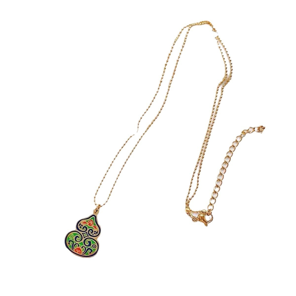 Collana Lunga Unisex in Acciaio al Titanio con Zucca Geometrica Smaltata Colorata Vintage
