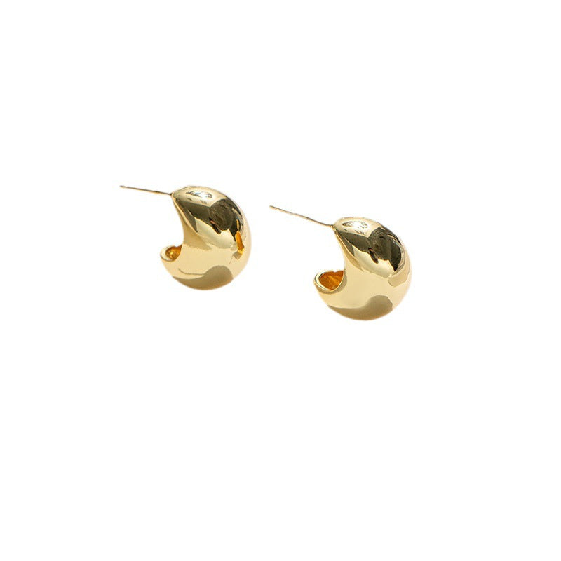 Minimalist Titanium Steel U-Shaped Hollow Hoop Earrings for Women with Polished Finish and Hypoallergenic Titanium Posts