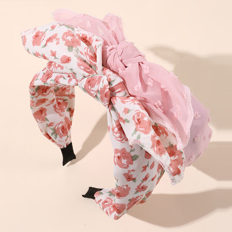 Diadema de lazo floral Sweet Autumn Winter para niñas con construcción de tela y forma geométrica