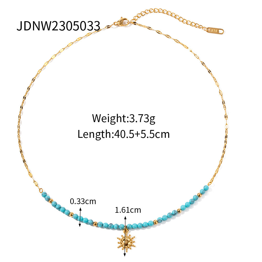 Elegant Star Moon Cubic Zirconia Plated Stainless Steel Necklace for Women