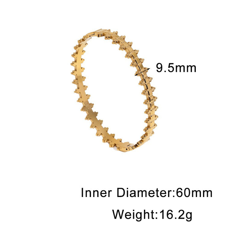 Luxury Geometric Round Square Gold Plated Stainless Steel Titanium Steel Bracelet