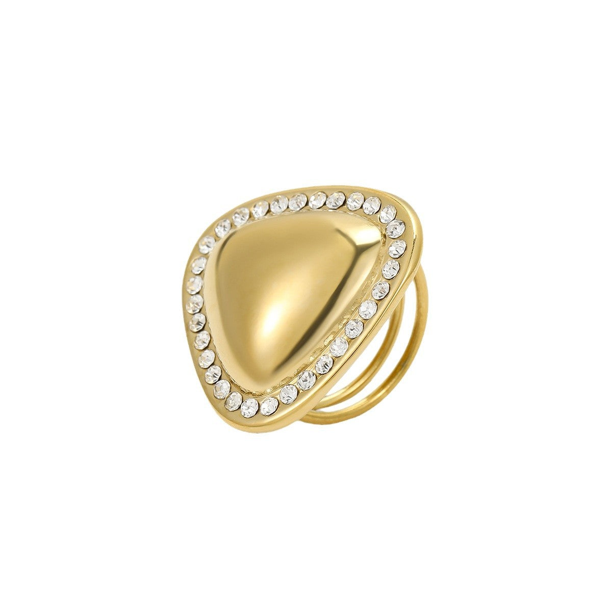 Anello per foulard da donna triangolare geometrico in acciaio inossidabile con zirconi, finitura placcata, accessorio alla moda per l'ufficio