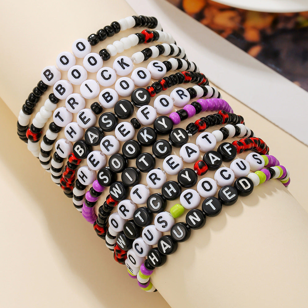 Gothic Punk Plated Alloy Cartoon Spider Bat Skull Charm Bracelet for Women Halloween Gift