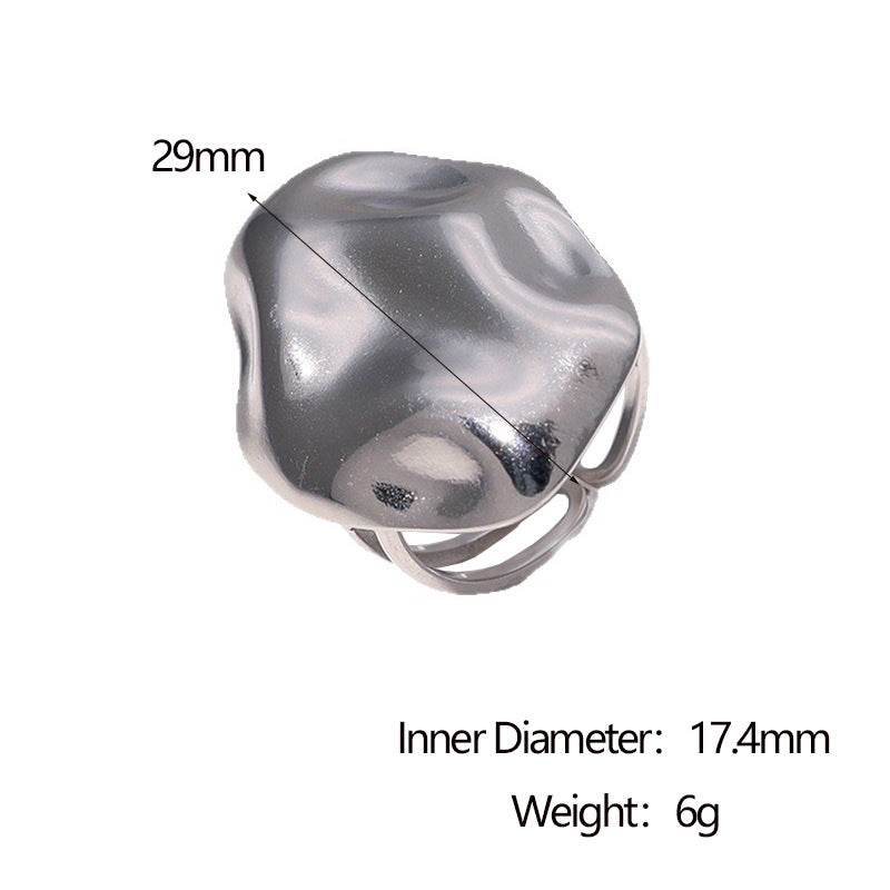 Minimalist Geometric Stainless Steel Open Ring with 18K Gold Plating for Women