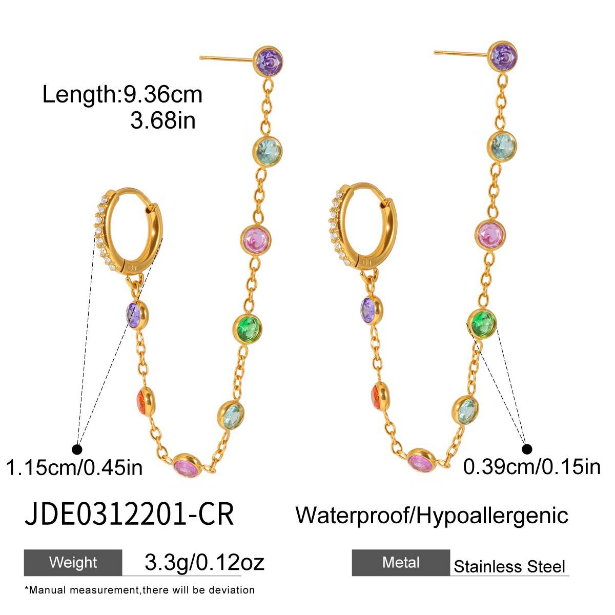 Elegant Geometric Stainless Steel Plated Rhinestone Tassel Earrings for Women