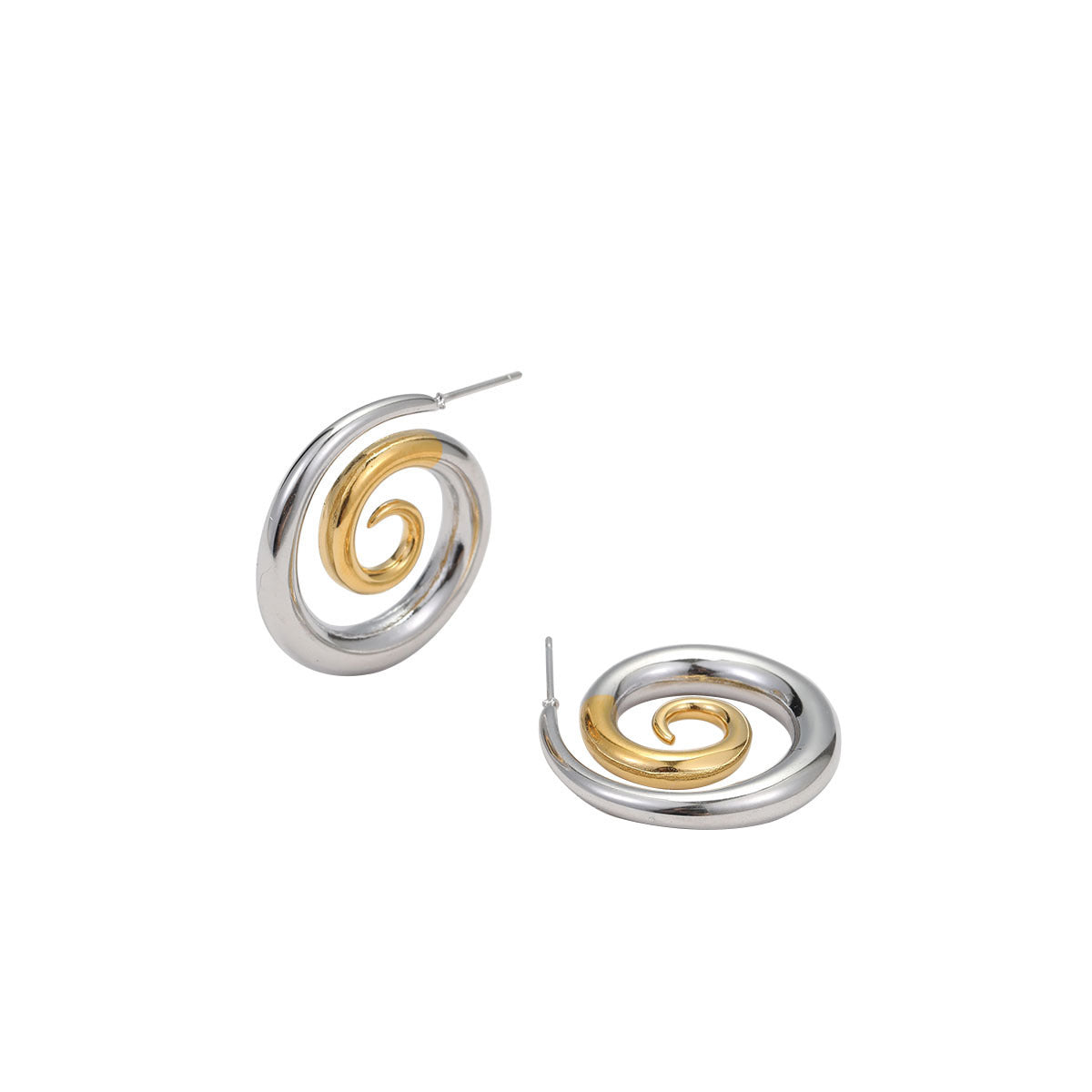 Orecchini a perno a spirale cavi geometrici in acciaio inossidabile stile vintage da donna con placcatura in oro 18 carati