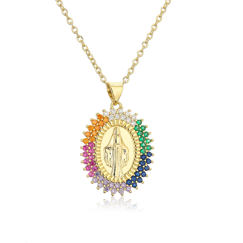 Collana con pendente geometrico Maria in rame con placcatura in oro vero e zirconi