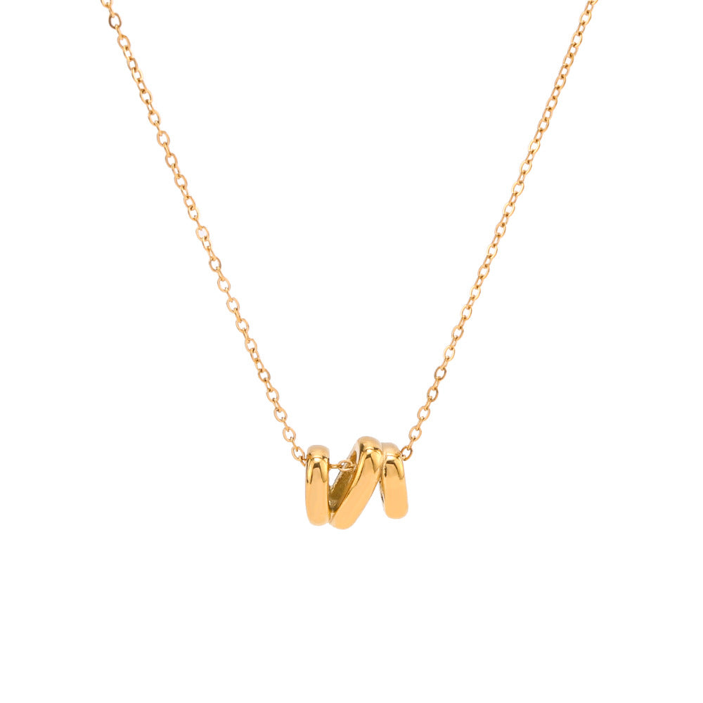 Minimalist Ins Style Hollow Letter N Pendant Necklace for Women in Titanium Steel with 18K Gold Plating and Snake-Resistant Waterproof Finish