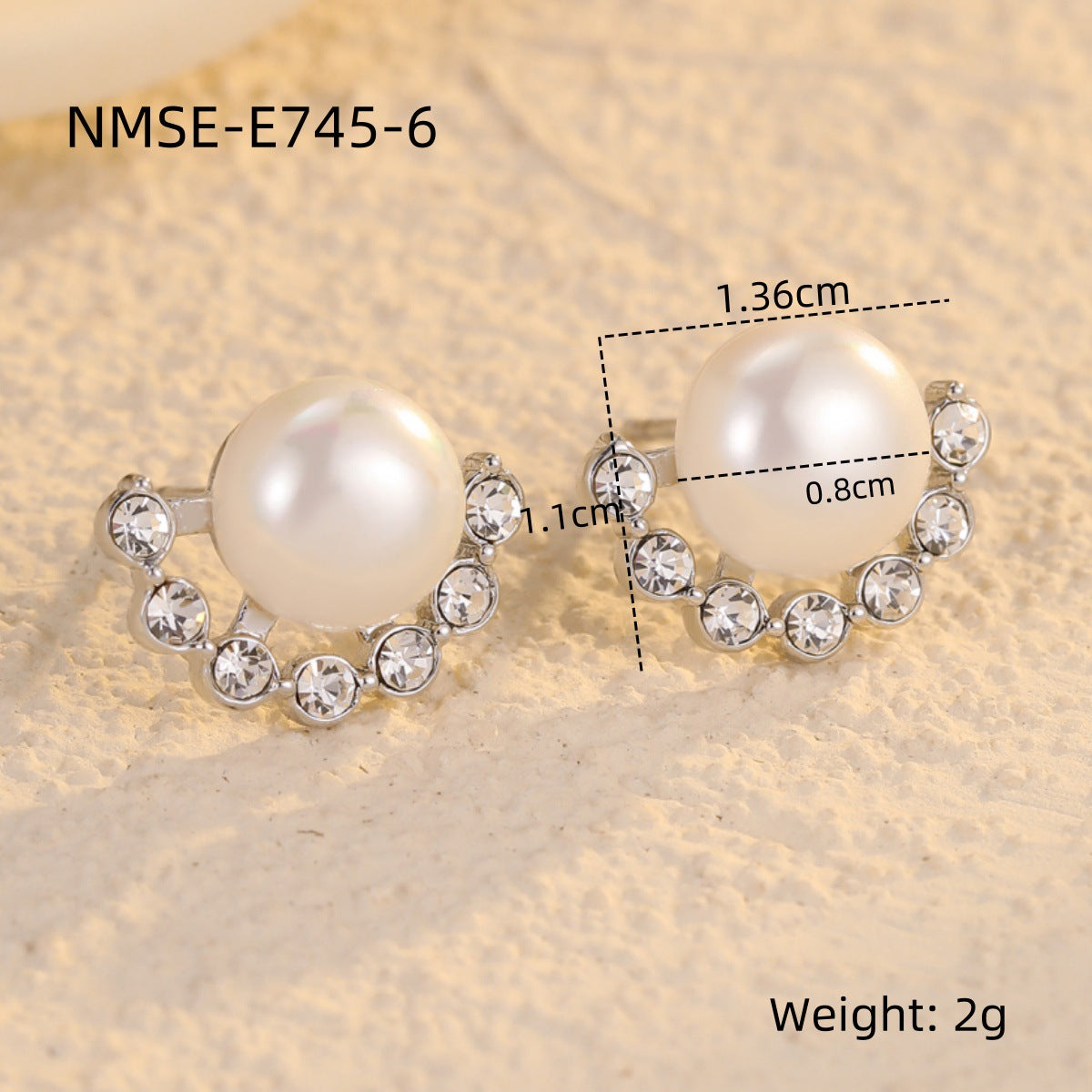 Pendientes de Acero de Titanio para Mujer con Perlas e Incrustaciones de Circonita, Estilo Francés Minimalista y Forma de Abanico