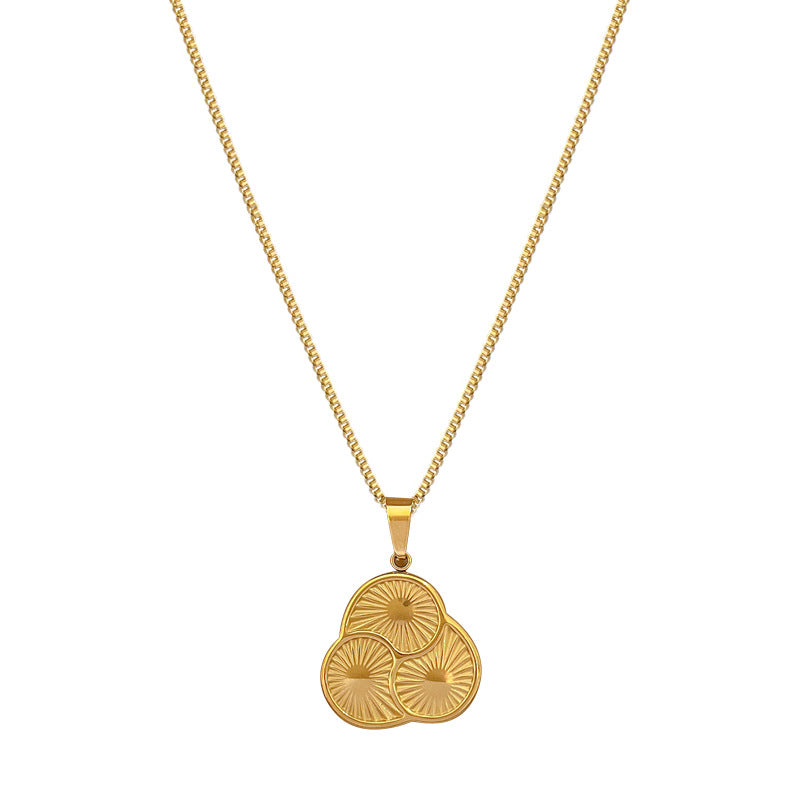 Collana pendente girevole in acciaio al titanio geometrica minimalista con placcatura in oro per donna e uomo