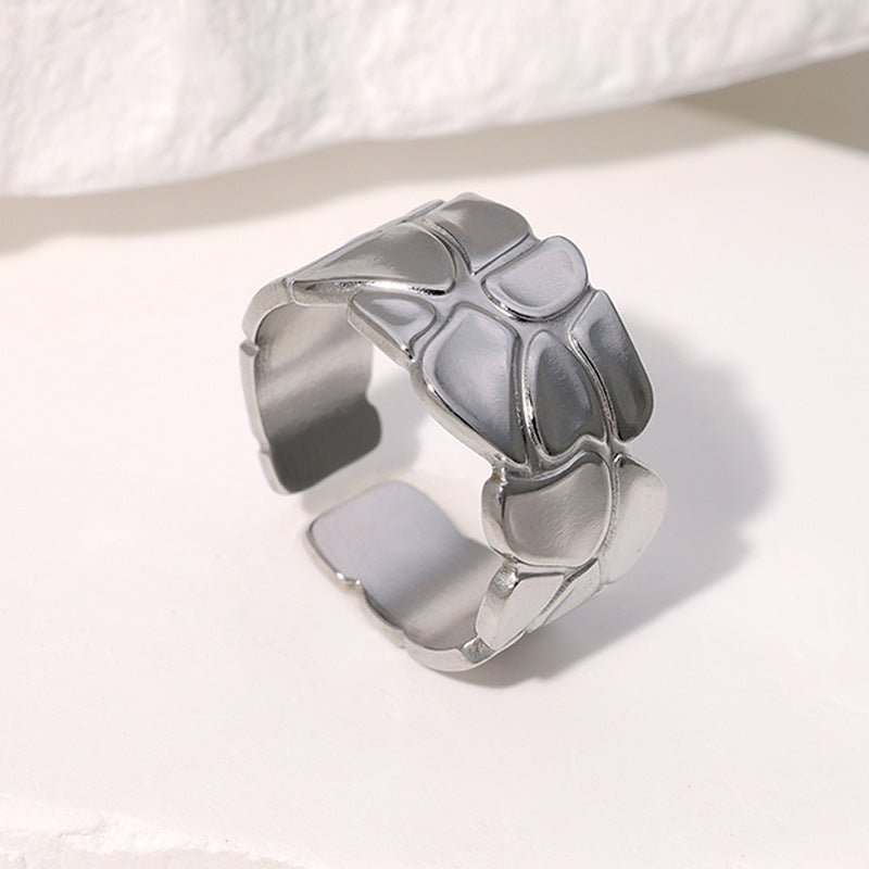 Anello Aperto Irregolare Geometrico Minimalista Gioielli da Donna in Acciaio Inossidabile Placcato Oro 18K