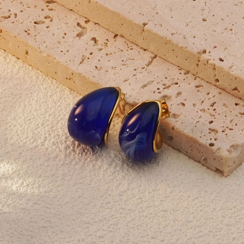 Orecchini da donna di lusso eleganti a goccia placcati in acciaio inossidabile a forma di C