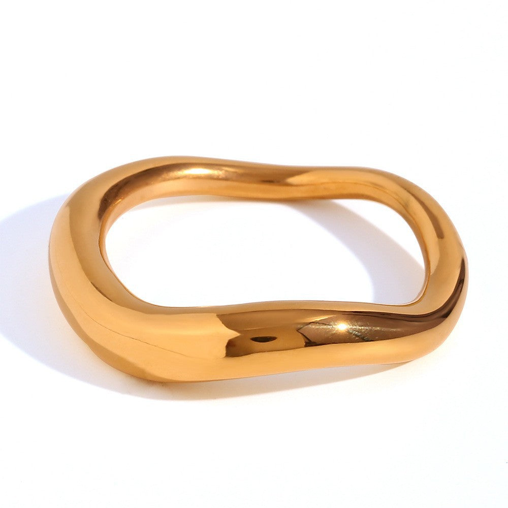 Minimalist Geometric Stainless Steel Ring Set with 18K Gold Plating for Women