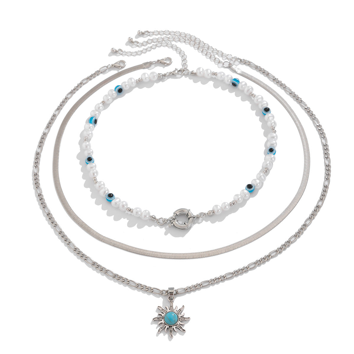 Vintage Bohemian Ethnic Geometric Alloy Pearl Plated Necklace for Women