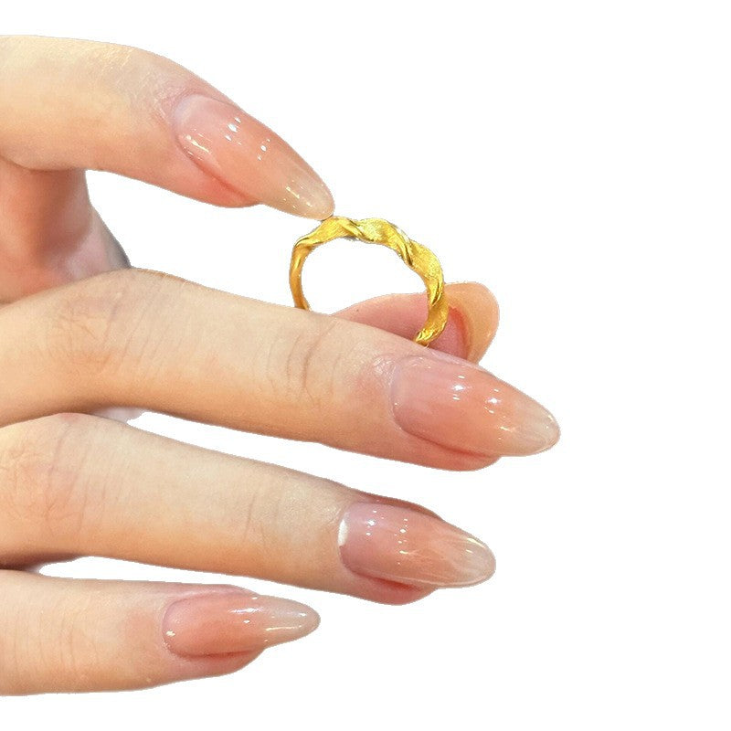 Anello regolabile minimalista geometrico in rame placcato oro per donna con sensazione di lusso e versatilità per l'uso quotidiano