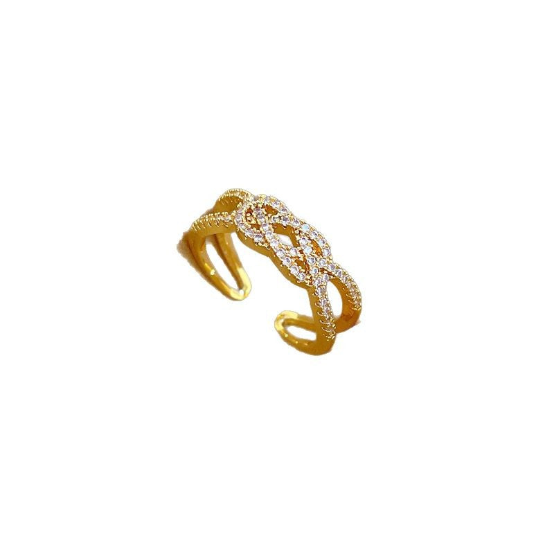 Minimalist Cross-Over Twisted Ring in Brass with Gold Plating for Women