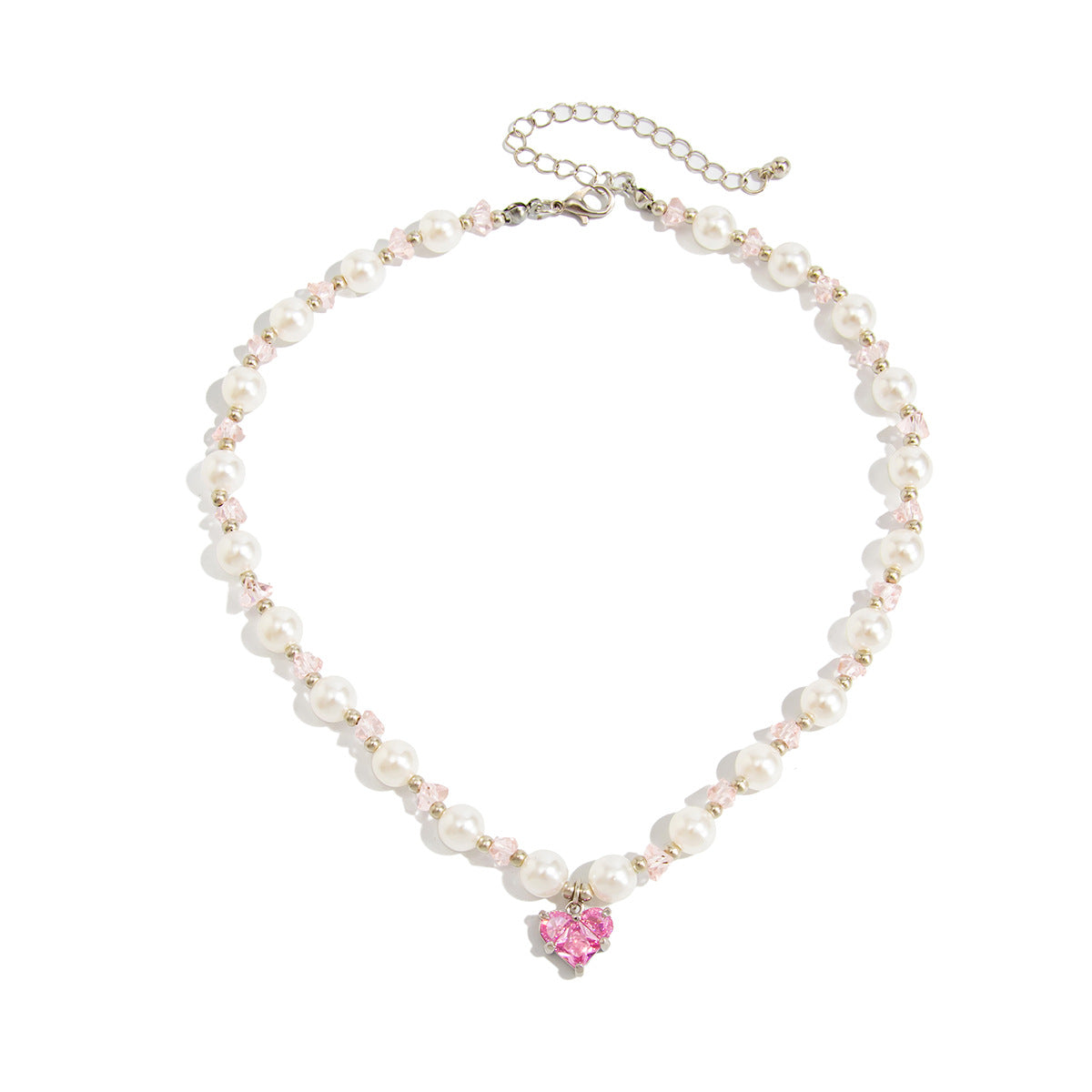 Luxury Elegant Heart Rhinestone Pendant Zinc Alloy Necklace for Women