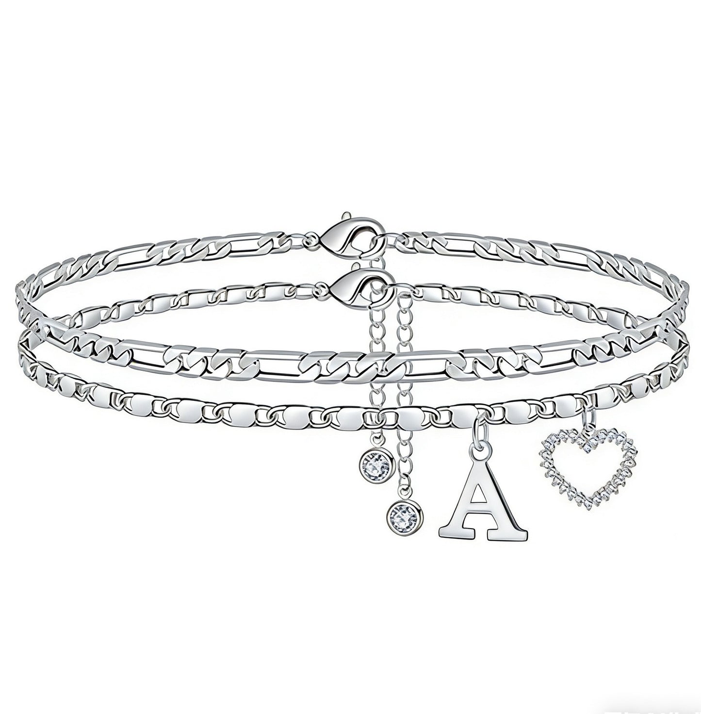 Minimalist Heart Letter Alloy Rope Chain Anklet for Women