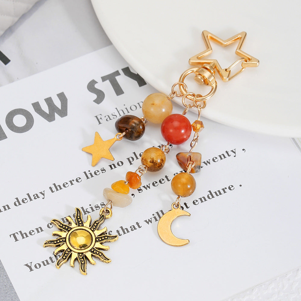 Sweet Minimalist Geometric Star Moon Zinc Alloy Keychain Bag Charm