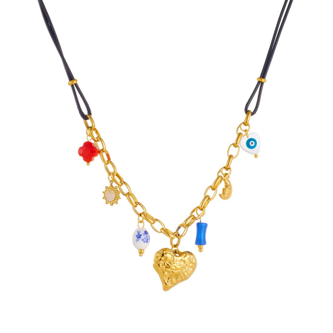 Vintage Gold Plated Irregular 3D Heart Stainless Steel Necklace