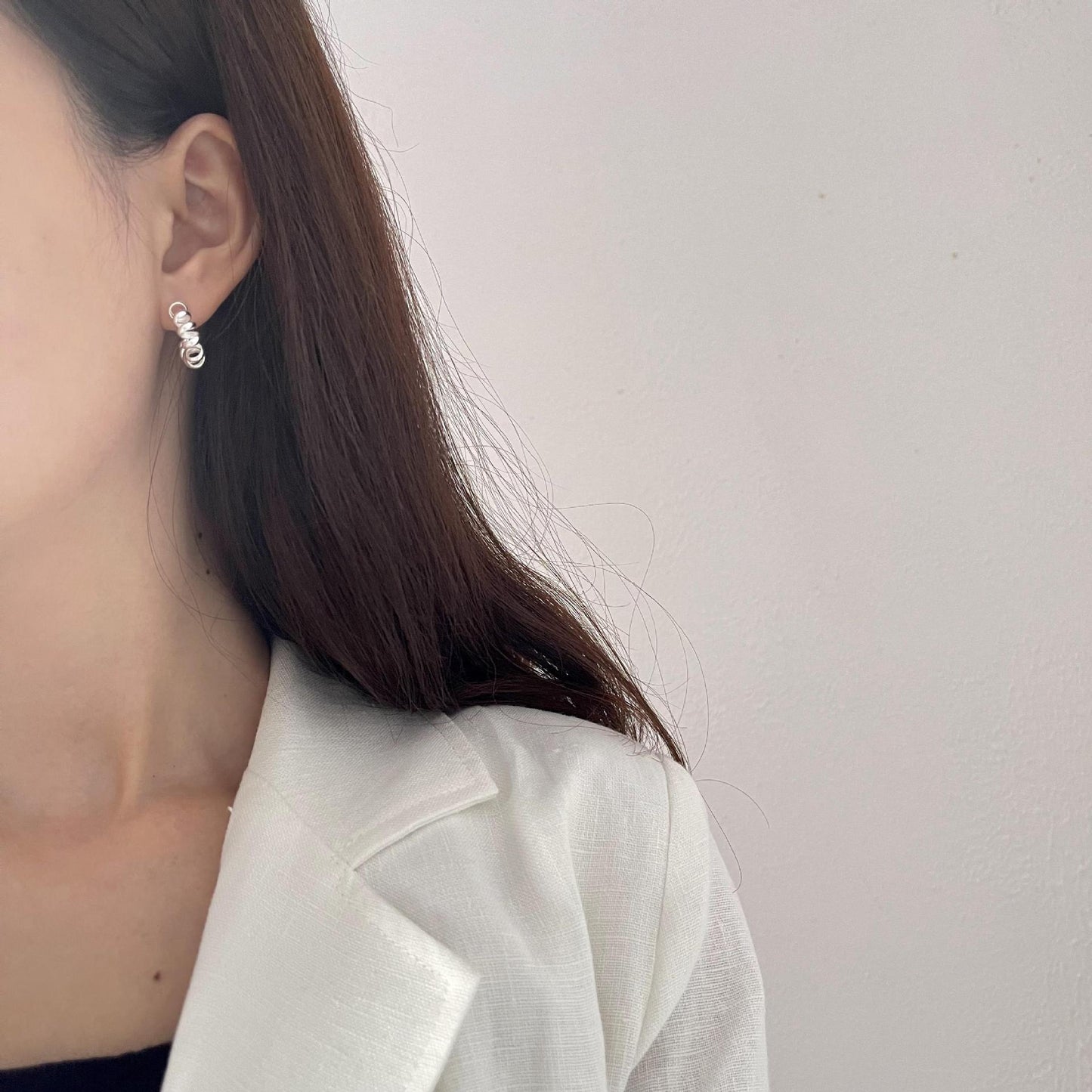 Minimalist Spring-Style Earrings in 925 Sterling Silver with Micro-Pave Setting