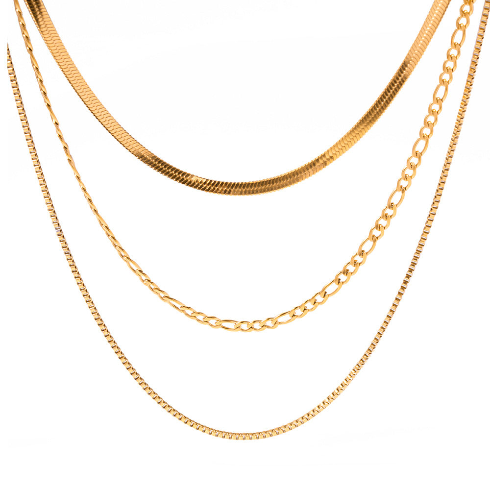 Collana da donna in acciaio inossidabile placcato con motivo a linea geometrica minimalista, catena leggera alla clavicola