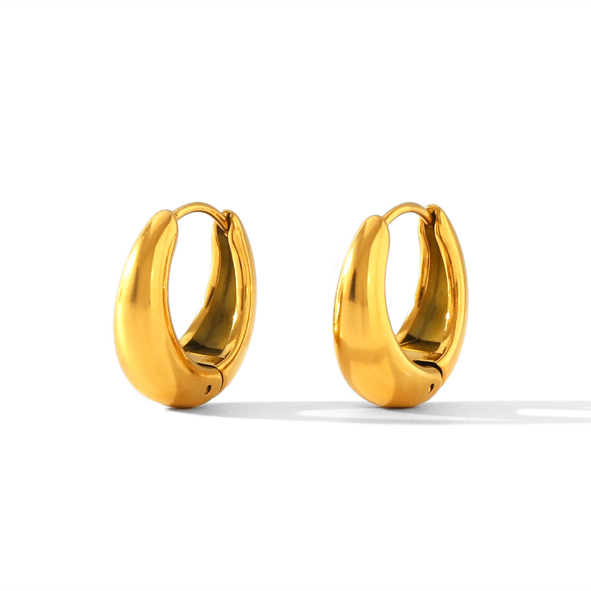 Minimalist 18K Gold Plated Stainless Steel U-Shaped Geometric Hoop Earrings for Women