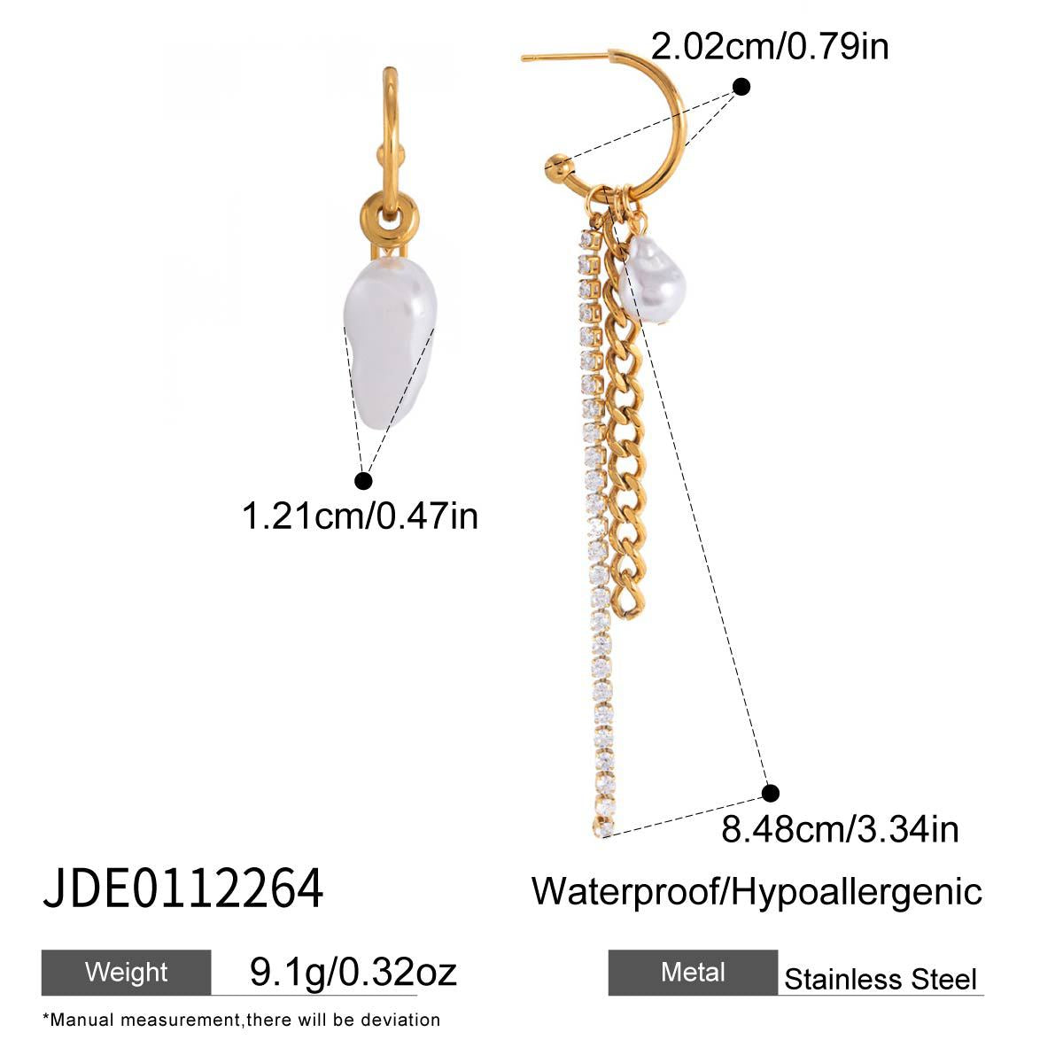 Elegant Geometric Stainless Steel Plated Earrings with Imitation Pearl Tassel for Women