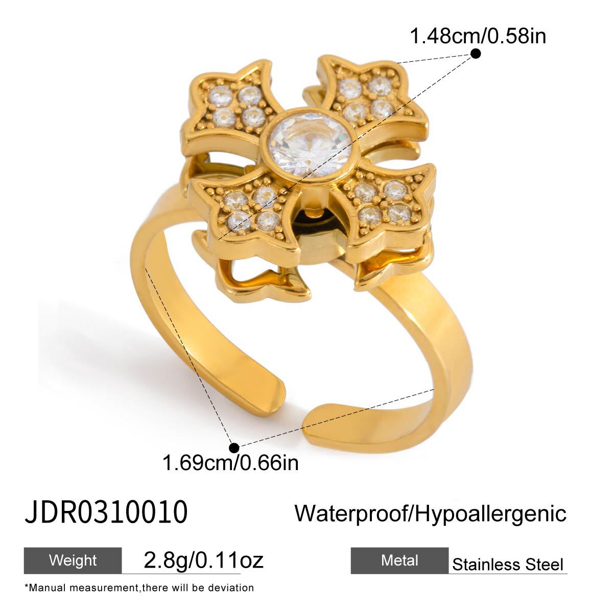Anello Girevole in Acciaio al Titanio Geometrico Minimalista con Placcatura in Oro PVD da Donna