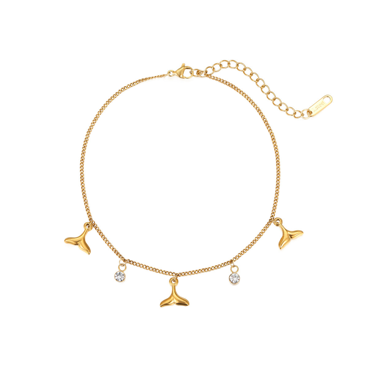 Elegante pulsera de acero de titanio geométrica con incrustaciones de diamantes de imitación, diseño inspirado en el océano para mujer