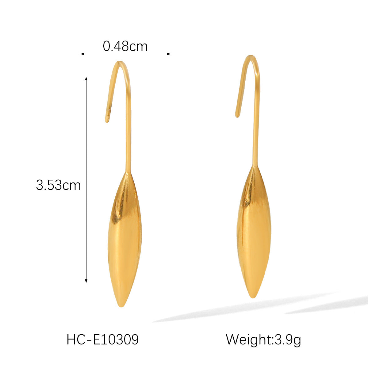 Orecchini da donna geometrici a goccia in acciaio al titanio placcato oro 18K in stile Fashion Ins
