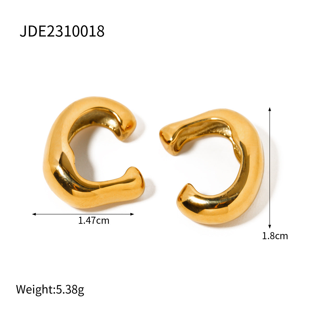 Elegant Geometric Heart Cubic Zirconia Plated Stainless Steel Ear Cuff for Women
