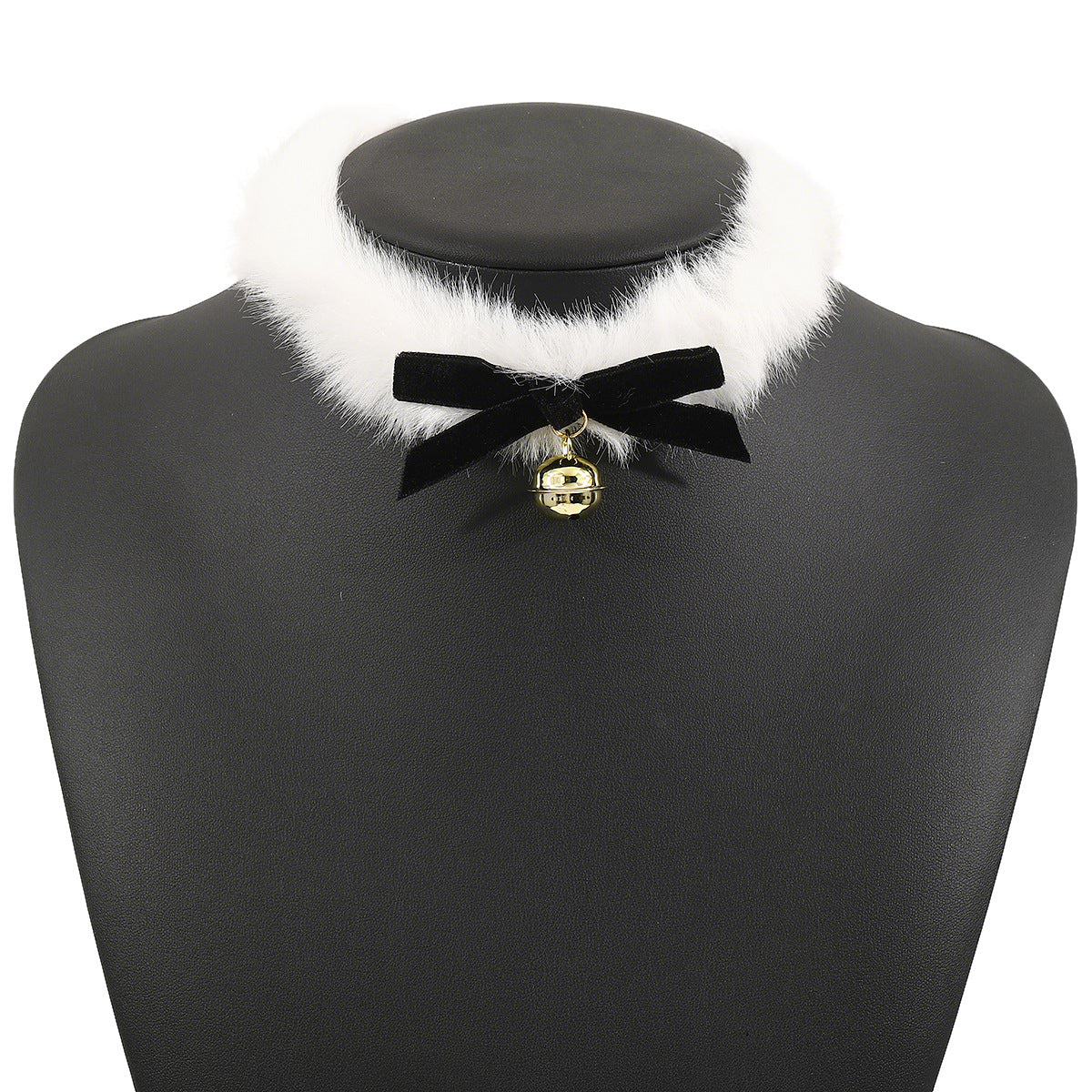 Gargantilla Ins Style de terciopelo con lazo y cascabel para mujer, con tejido de peluche y base de hierro