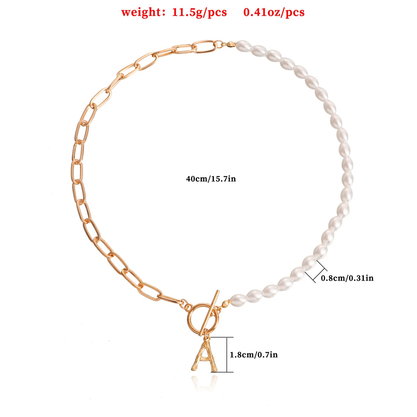 Minimalist Geometric Alloy Pendant Necklace with Simulated Pearl Accent and Letter A Design for Women