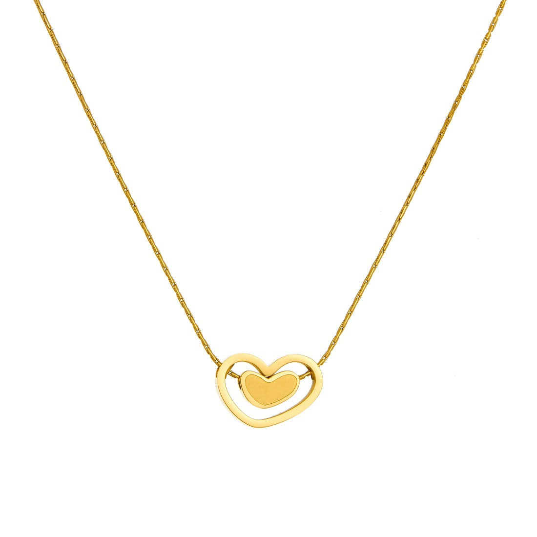 Minimalist Elegant Gold Plated Stainless Steel Heart Pendant Necklace for Women