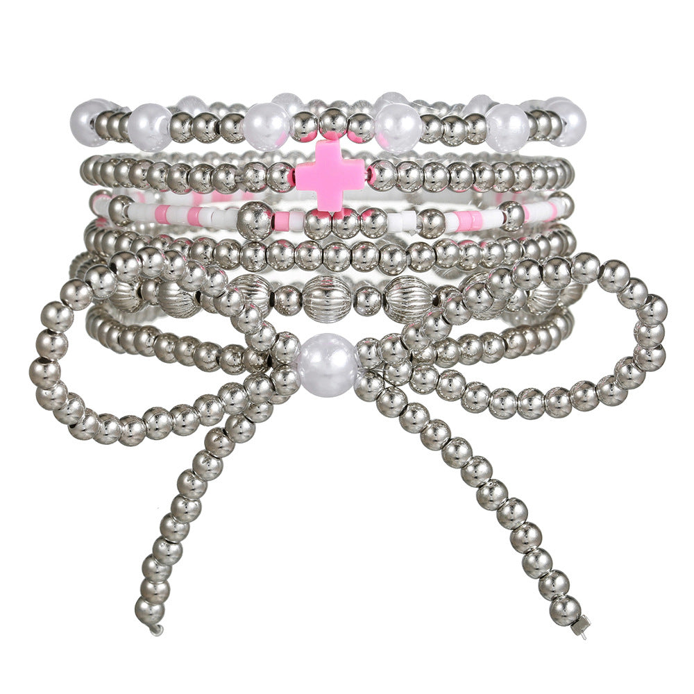 Geometric Round Resin Pearl Beaded Bracelet for Women