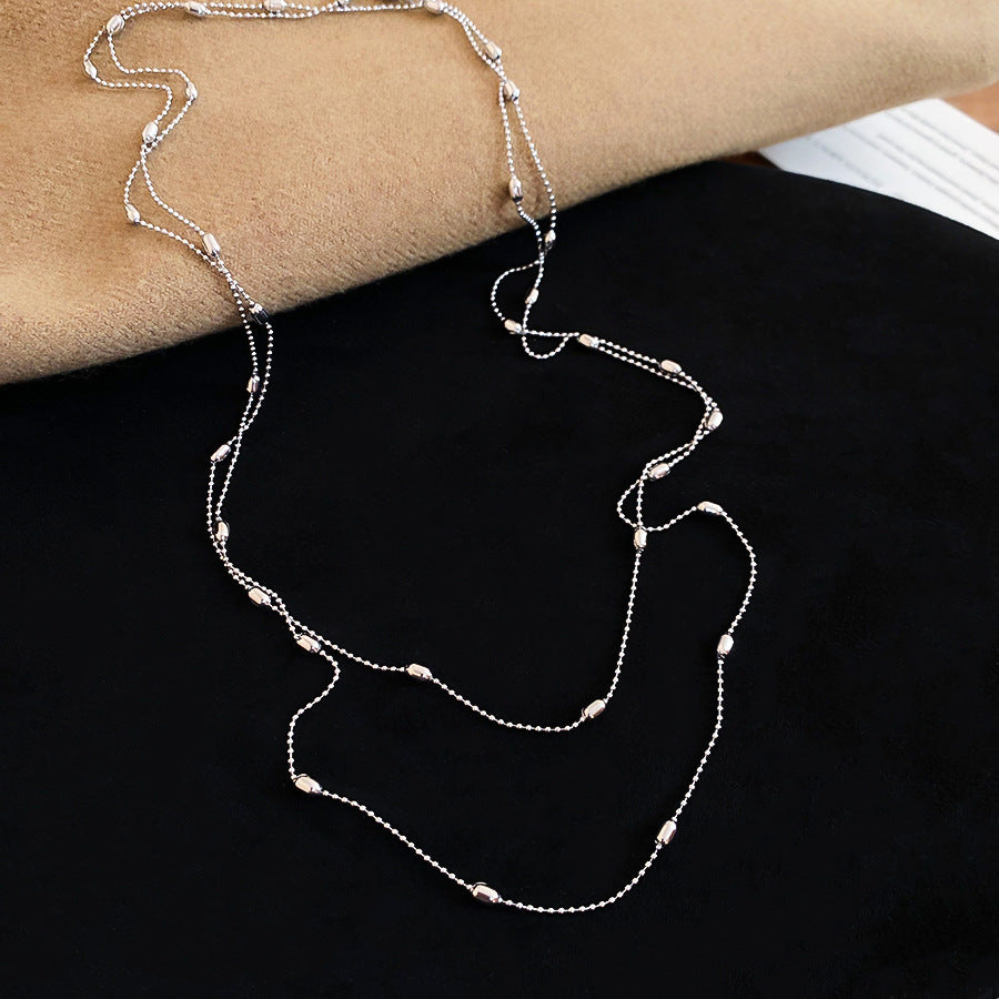 Collana a strati geometrica minimalista in metallo con perline per donna, con finitura galvanizzata