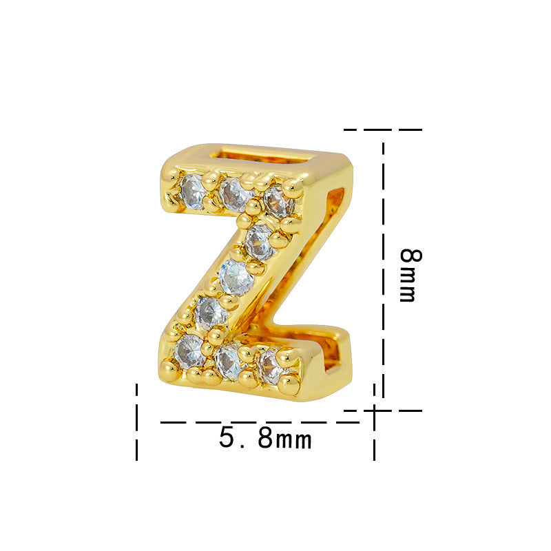 Collana con Ciondolo a Lettera Minimalista da Donna in Acciaio al Titanio con Placcatura in Oro 18K e Strass su Catena O-Ring