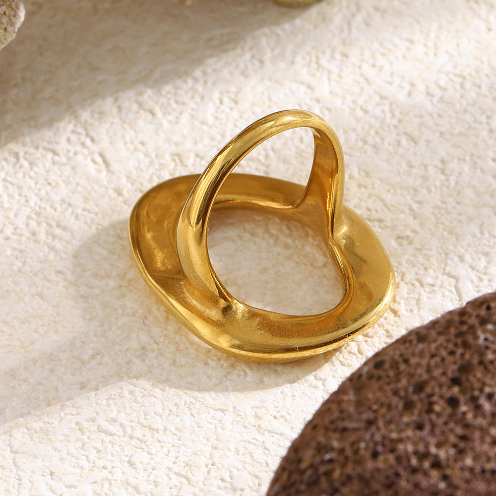 Anello da donna minimalista geometrico vuoto in acciaio inossidabile placcato oro 18 carati