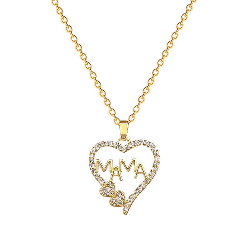 Collana minimalista a cuore in acciaio al titanio con intarsio in zirconi per uomo e donna, catena delicata per clavicola