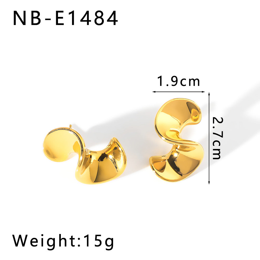 Orecchini a perno geometrici irregolari in acciaio inossidabile con placcatura in oro sottovuoto Design minimalista a tono freddo da donna