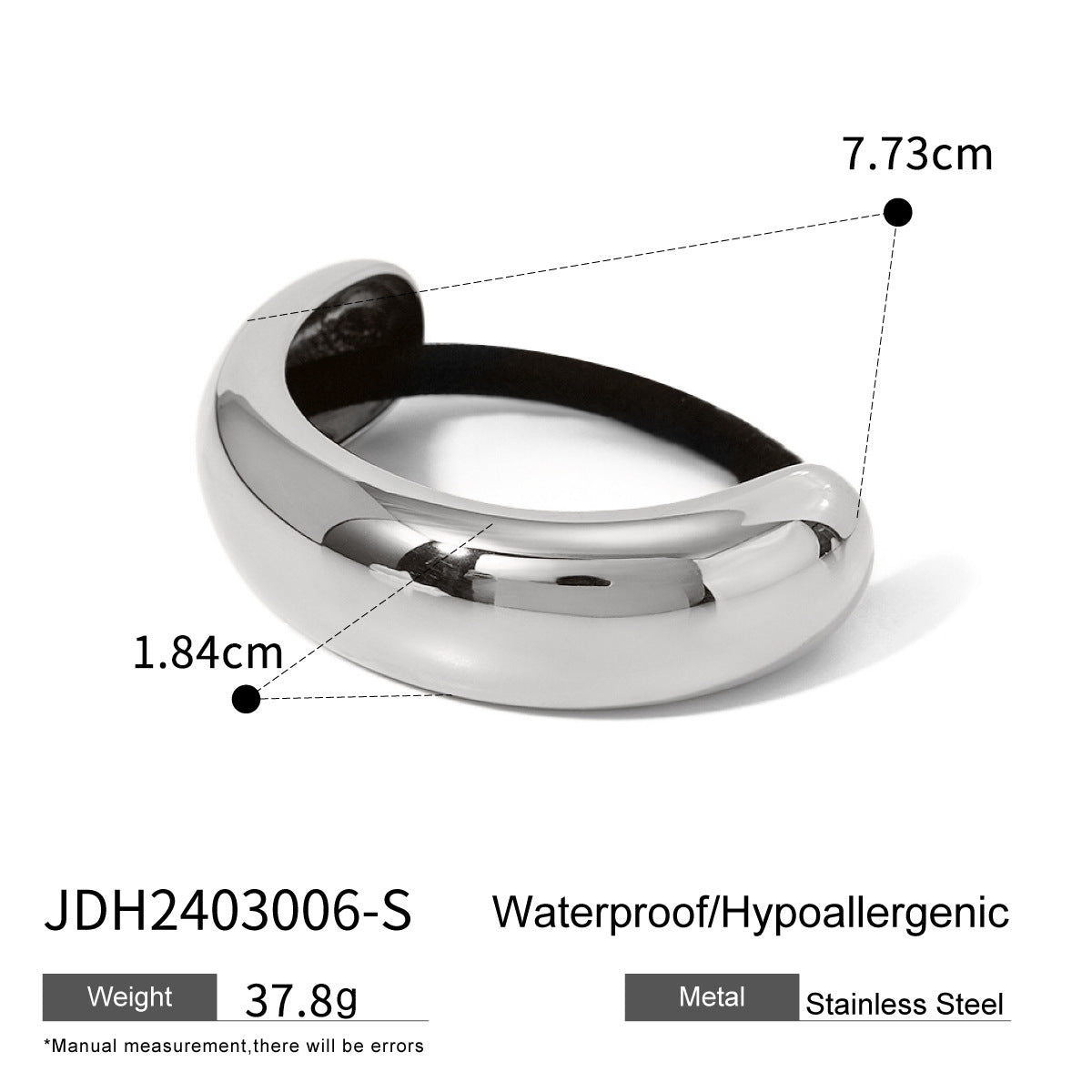 Stainless Steel Hair Tie for Women Extra Large Geometric Style Ponytail Holder Elegant Minimalist Hair Accessory